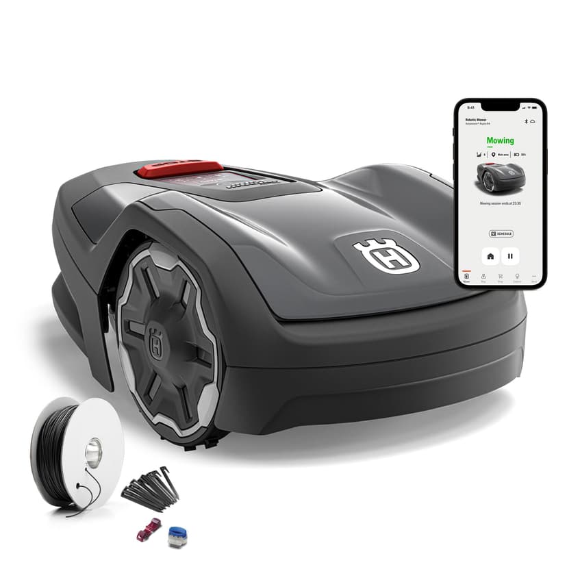Husqvarna Robot Tondeuse Automower Aspire R4 pour 400 m² de Surface I Tondeuse à Gazon sans Fil Robot contrôle Via l'application Connect (avec Commande vocale, Wi-FI, Bluetooth) avec kit - 1