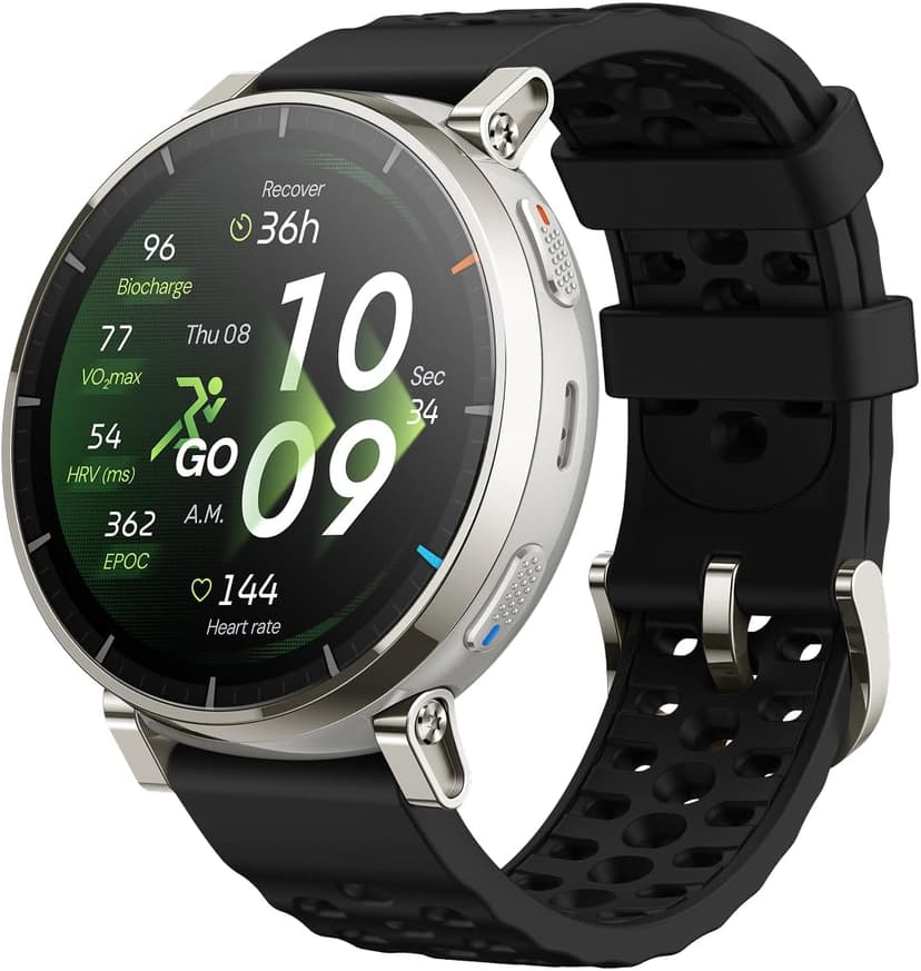 Amazfit Active 3 Premium GPS Running Smart Watch 45mm, 1.32" AMOLED Sapphire Display, 12-Day Battery, 4GB, NFC, Offline Maps, 170+ Workouts, 5 ATM, Heart Rate & Fitness Tracker for Android & iPhone - 1