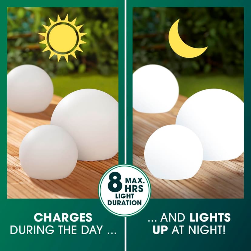 EASYmaxx LED Solar Light with Colour Changing, Decorative Garden Light with LED Lighting, Beautiful Light Effects with Daylight Sensor, Indoor and Outdoor Garden Decoration, Weatherproof IP67, Ball - 2