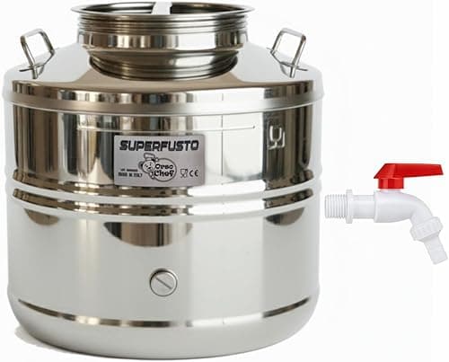 Orso Chef Fût en acier inoxydable 30 litres pour huile et vin – Extra fort SOUDÉ sans fuite en acier avec robinet | Bidon, bidonnette, baril pour huile d’olive, vin, liquides alimentaires