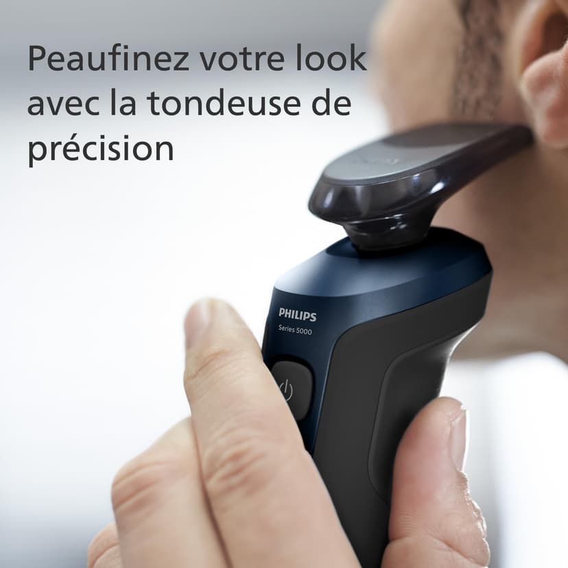 Philips Shaver Series 5000 - Wet & Dry Electric Men's Shaver in Metallic Blue with Precision Trimmer and Soft Pouch Travel Case (Model S5465/18) - 6