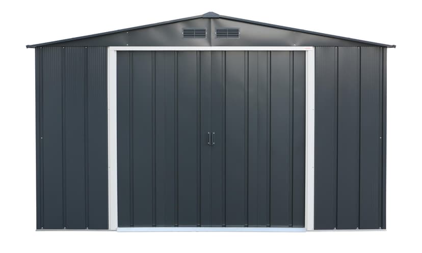 Duramax ECO 10 x 10 (9.74 m2) Metal Garden Storage Shed, Hot-Dipped Galvanized Metal Garden Shed, Tool Storage Shed, Strong Reinforced Roof Structure, Maintenance-Free Metal Shed, Anthracite - 8