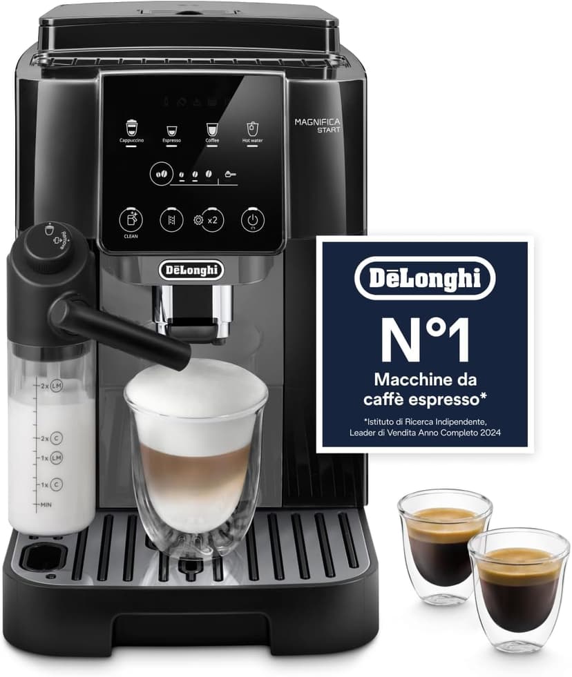 De'Longhi Magnifica Start ECAM222.60.BG Automatic Coffee Machine with LatteCrema Milk System for Automatic Cappuccino, 4 Direct Selection Buttons, Soft Touch Control Panel, Function - 1