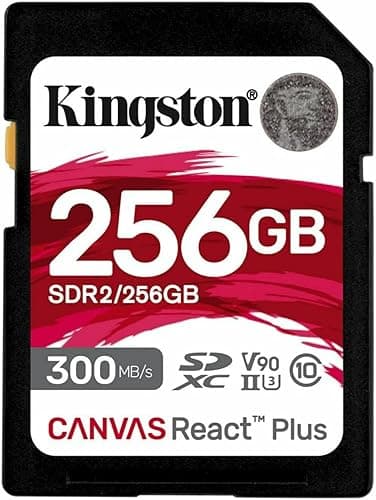 Kingston Canvas React Plus 256GB SDXC Memory Card UHS-II 300R/260W U3 V90 for Full HD/4K/8K - SDR2/256GB