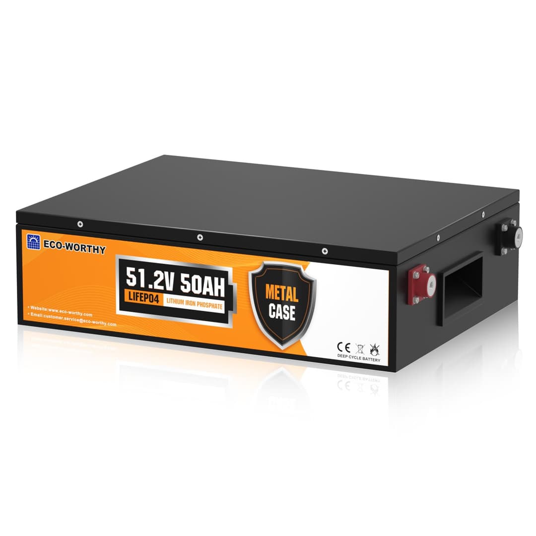 ECO-WORTHY LiFePO4 48 V 50 Ah Battery with BMS Protection and 3000-15000 Cycles, Deep Cycle Lithium Battery for Motorhome, Solar System, Boat, Household, Solar Panel Kit, Camping