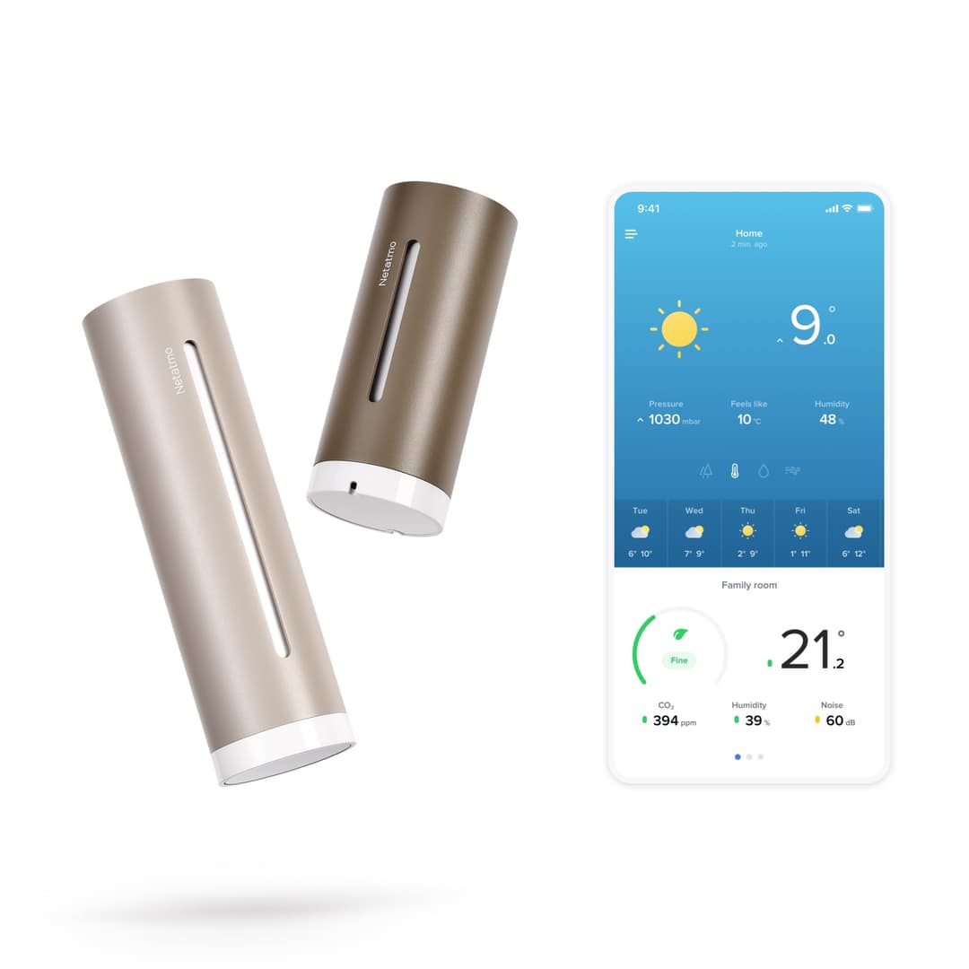 Netatmo Station Météo ORIGINAL 2e génération | Intérieur & Extérieur | Température, Humidité, Qualité de l'air, UV, Pollens, Prévisions météo | Compatible Apple, Alexa, Google - Sable - NWS-S-EC
