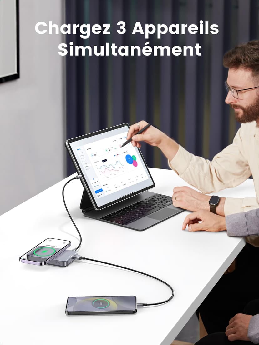 UGREEN Wireless Magnetic External Battery 10000mAh USB C USB A Fast Charge PD QC 3.0 20W Power Bank Induction Qi 15W Max Compatible with iPhone 15 Plus Pro Max iPhone 14 13 12 Pro Max MagSafe - 7