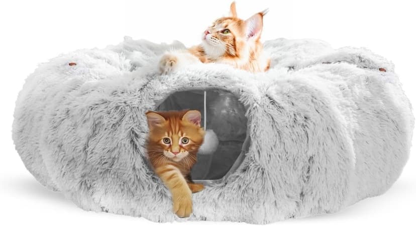 PETS-TOP XXL Indoor Cat Tunnel with Fluffy Cushioned Bed - 1
