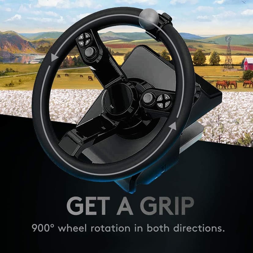 Logitech G Saitek Farm Sim Controller, Heavy Equipment Bundle for Farming Simulator, Gaming Steering Wheel and Pedals with Control Panel, 900° Wheel, 38+ Assignable Buttons, USB, PC/Mac - Black - 3