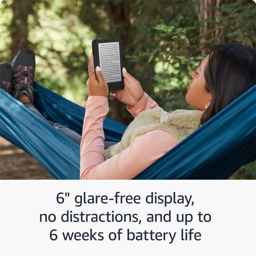 Amazon Kindle (newest gen) – Lightest and most compact Kindle with glare-free display, faster page turns, adjustable front light and long battery life – 16 GB – With Ads – Black - 4