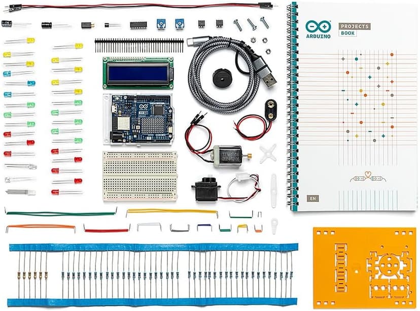 Arduino Kit de démarrage R4 [K000007_R4] – Apprendre l'électronique et Le Codage avec la Carte Wi-FI UNO R4, 13 projets guidés dans Un Livre imprimé + ressources croissantes en Ligne, Bon de - 1