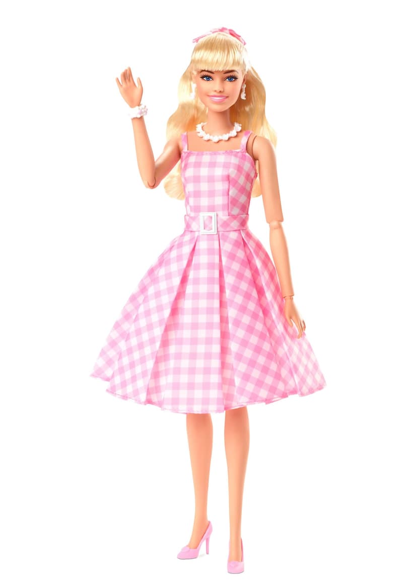 Barbie Le Film Poupée Mannequin Articulée Look Vintage en Robe Vichy Rose Et Blanche, avec Collier De Marguerites, À Collectionner, Jouet Enfant, HPJ96 - 7