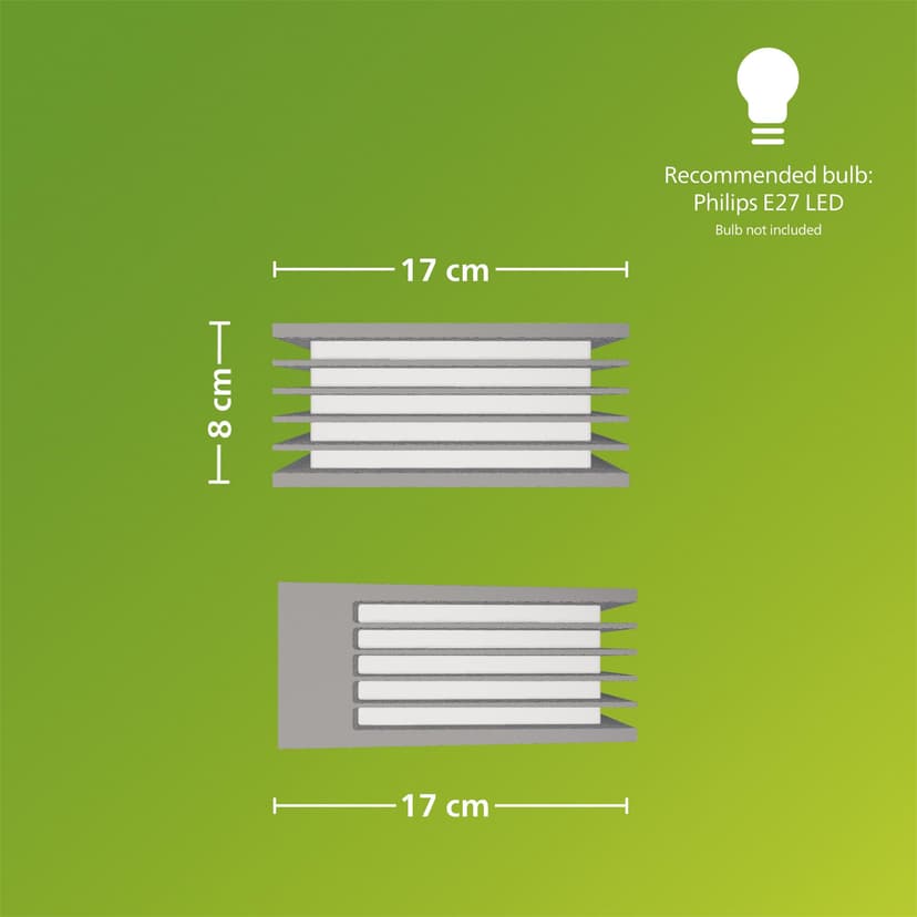Philips Shades Outdoor Wall Light, IP44 Weather-resistant, Vertical Light, Durable, Aluminium, Light Grey, E27 Bulb Sold Separately - 9