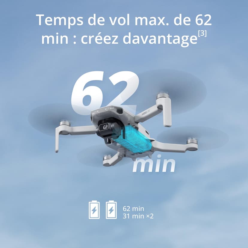 Bundle Drones Caméra Mini 4K, Drone Caméra 4K UHD pour Adultes, < 249 g, Stabilisation de la Nacelle à 3 Axes, Transmission Vidéo sur 10 km, Deux Batteries pour un Temps de Vol max. de 62 min - 5