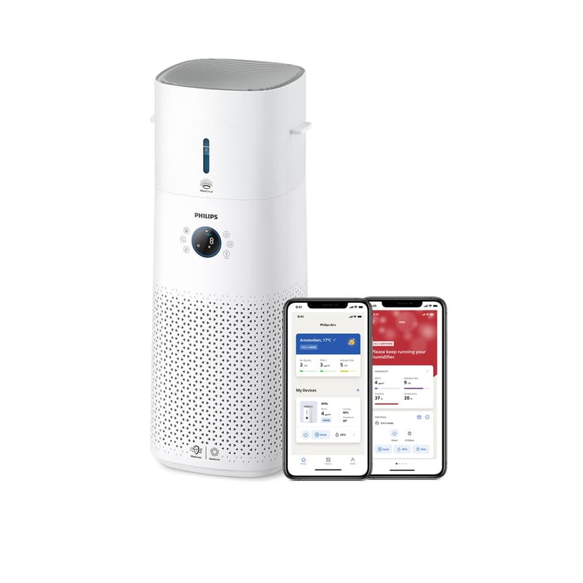 Philips 3000 Series 2-in-1 Air Purifier and Humidifier, 131 m², NanoProtect HEPA and Activated Carbon Filters Removes 99.97% of Invisible Particles, White (AC3737/10) - 1