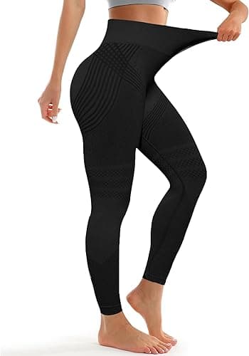 Anti-Cellulite Leggings, Sports Leggings Butt Push Up for Women, Leggings Women's Opaque Compression Sports Trousers, High Waist Yoga Pilates, black, M