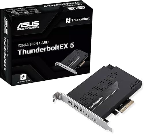 ASUS ThunderboltEX 5 Expansion Card, PCIe 4.0, 2x Thunderbolt 5 (USB-C), 3x Mini DisplayPort In, Up to 120Gbps Bandwidth