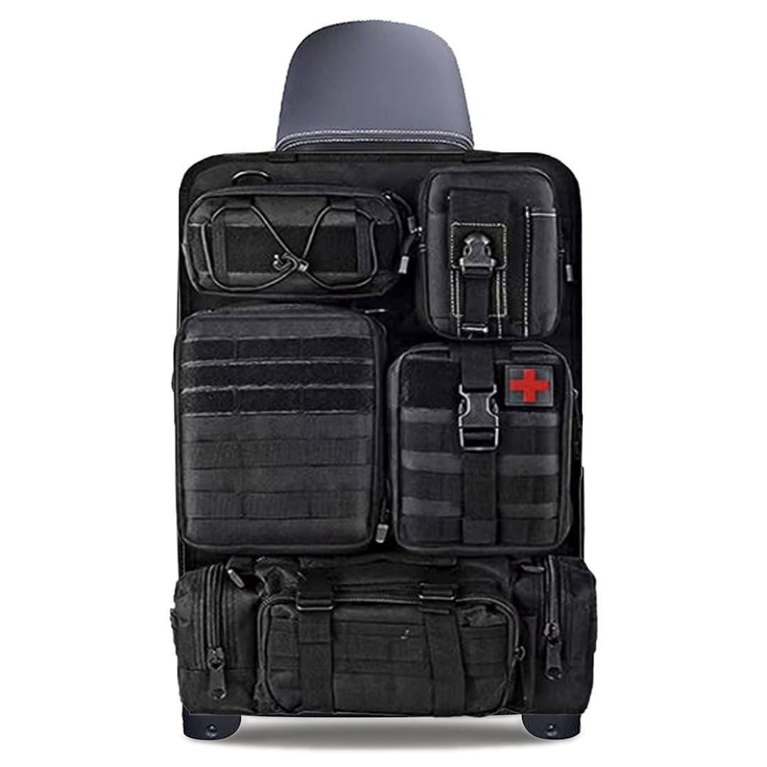 Tactical Car Seat Organizer with 5 Detachable Bag, Car Ba…
