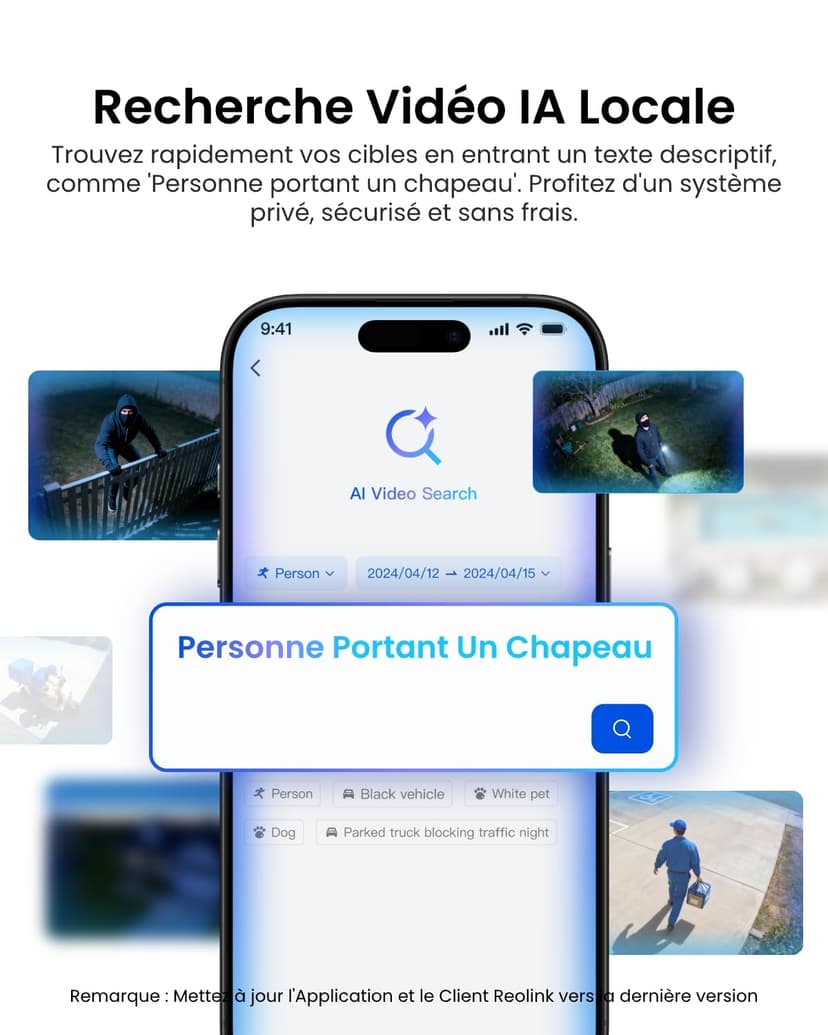 Reolink Camera Surveillance WiFi Exterieure, 4K Double Objectif, PTZ 360°, Zoom x6, Projecteur 3000 Lumens, Wi-FI 6, Détection Intelligente, Recherche Vidéo IA Locale, TrackFlex Floodlight WiFi - 5