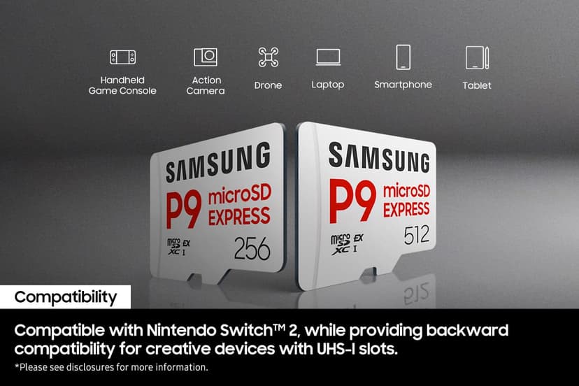 Samsung P9 Express microSD 512 GB, High-Speed Gaming Memory Card for Nintendo Switch 2, 800 MB/s Read, For 4K UHD Video, Consoles and Cameras, MB-MK512T/WW - 8