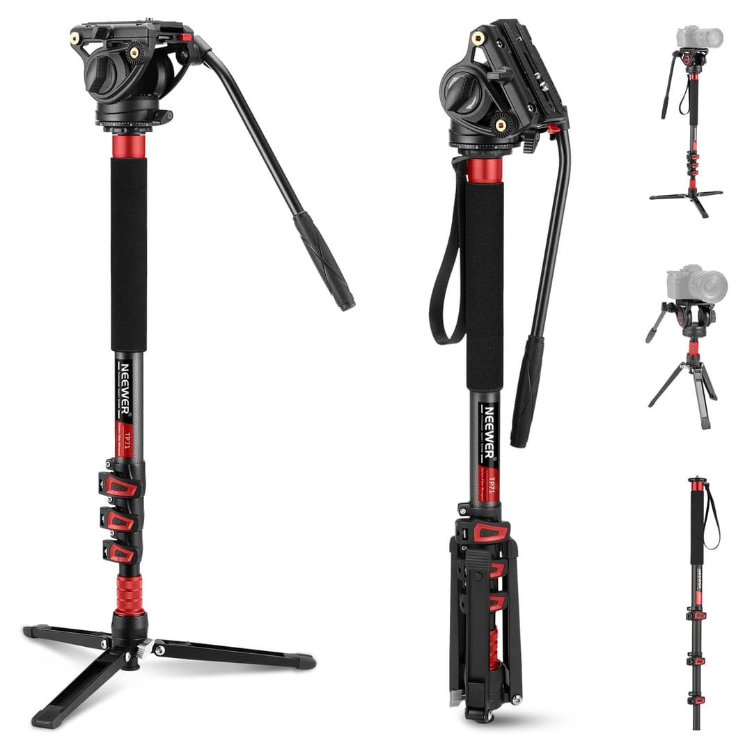 NEEWER 71.6 Inch Pro Camera Monopod Telescopic Carbon Fiber Monopod with Quick Release Plate Compatible with DJI RS Gimbals, Removable Base for Camera Camcorder, Maximum Load 6kg, TP71