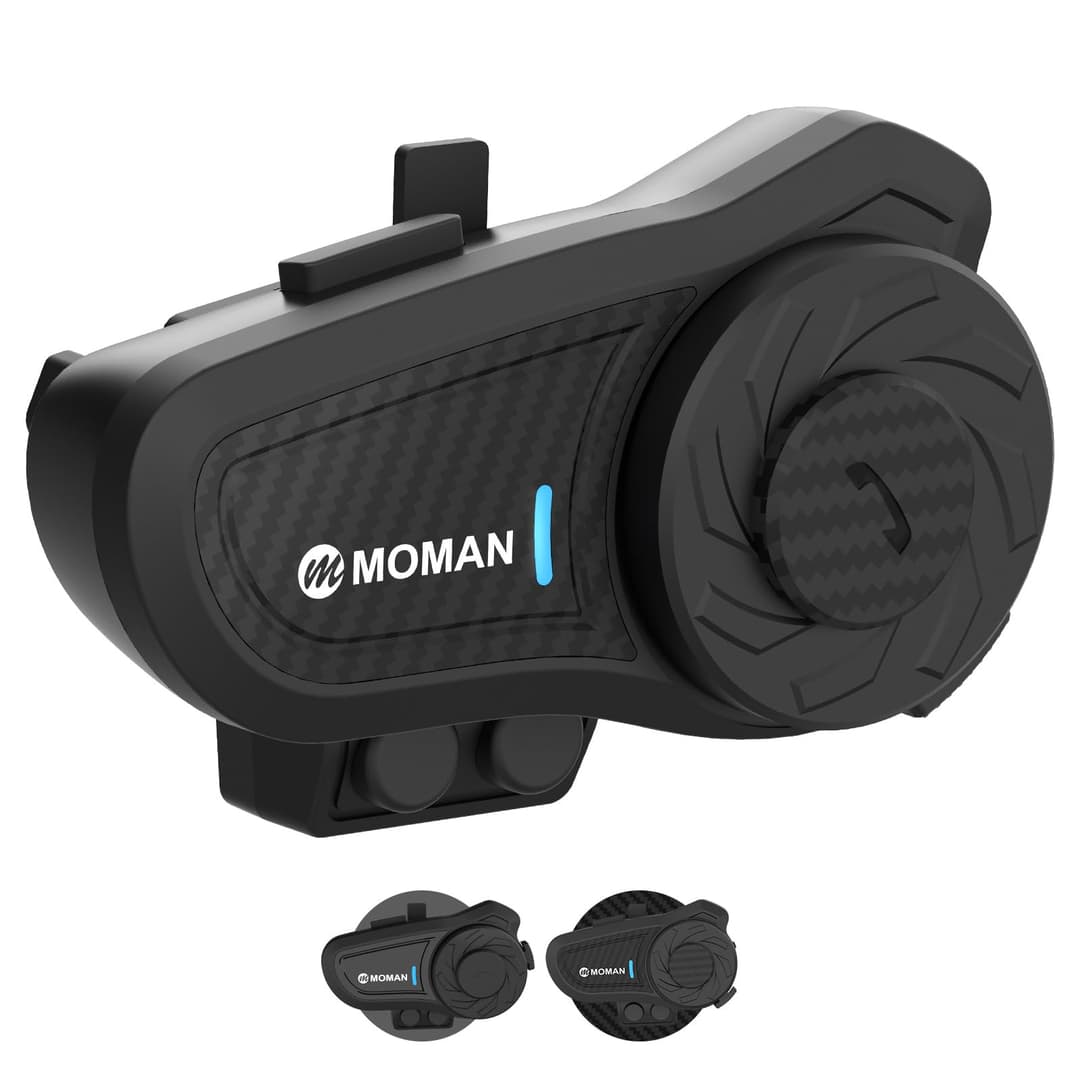 Moman H2 Pro Casque d'interphone de Moto en Fibre de Carbone Système de Communication sans Fil 5.1 Radio FM 1000 m Étanche IP65