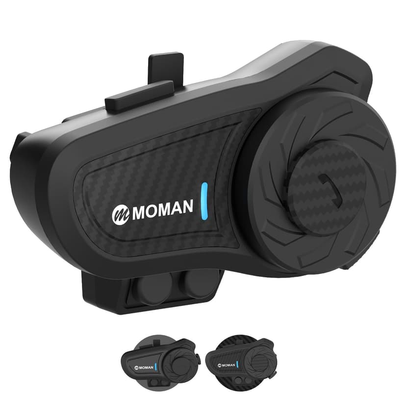 Moman H2 Pro Casque d'interphone de Moto en Fibre de Carbone Système de Communication sans Fil 5.1 Radio FM 1000 m Étanche IP65 - 1