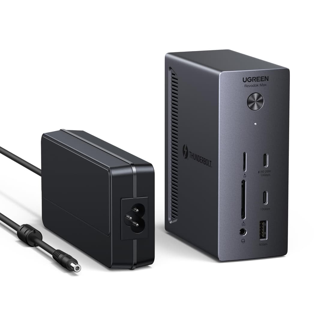 UGREEN Thunderbolt 4 Docking Station, 13-in-1 Revodok Max TB4 Dock, 3x 40Gbps TBT4, Single 8K, Dual 4K@60Hz, Up to 96W Laptop Charging, 20W USB-C, 1GbE, SD/TF for TBT4/3 MacBooks and Windows Laptops