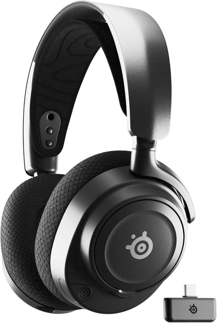 SteelSeries Arctis Nova 7 Cuffia da gaming multipiattaforma wireless - Driver magnetici al neodimio - 2.4GHz + Bluetooth mixabile - Batteria USB-C da 38 ore - Mic ClearCast Gen2 AI - PC, PS5,VR,Mobile - 1