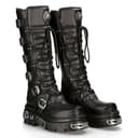 New Rock 272-S1 Bottes Hautes Gothiques Emo en Cuir Noir Métallisé Avec Lacet et Fermeture à Boucle 6.5 - 3