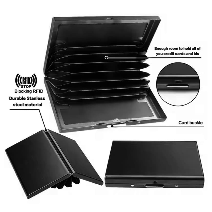 KEQAR Porte-Cartes RFID en Métal, Étui Carte Bancaire pour Femme et Homme, Porte-Cartes avec 10 Compartiments, Protection RFID & NFC, Étui Métallique pour Cartes et Visites - 3