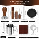 Y-Step Coffee Tamper 58 mm, Espresso Tamper Set 23 Pieces, Barista Set with Frothing Jug, Tamper Mat, Latte Art Pen, Coffee Stirrer, Sandalwood Tamper for Espresso Machine - 2