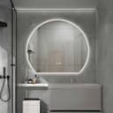 Belvit LED Bathroom Mirror with Touch Control and Heating Function, Rectangular Bathroom Mirror with Lighting and Anti-Fog Comfort, 120 x 100 cm, IP54, Energy-Efficient LED Light, Generous Mirror - 1