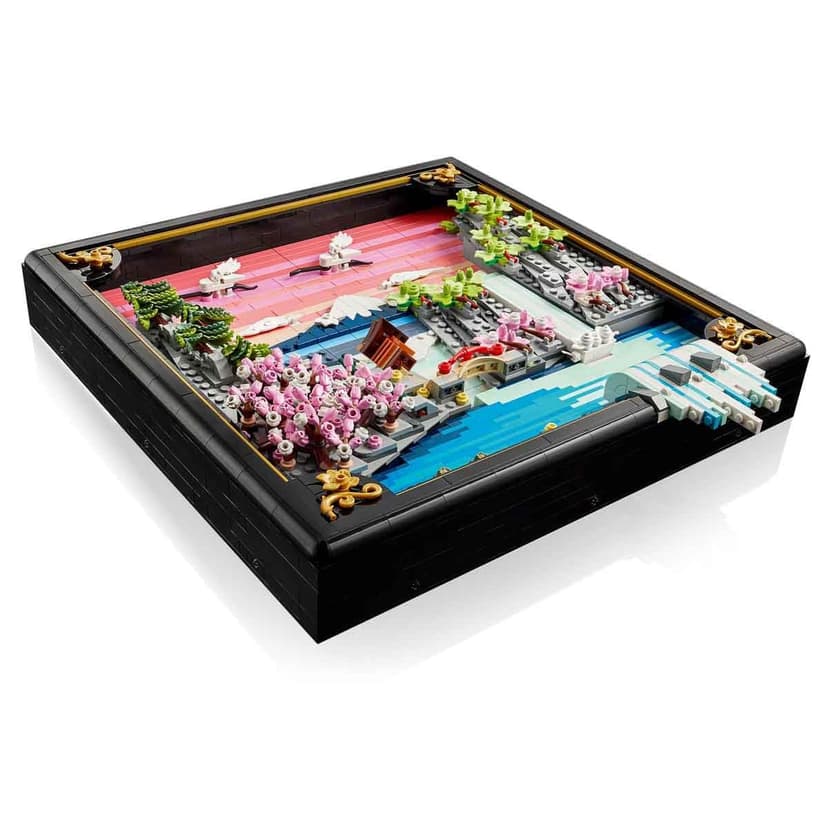 LEGO Art Japanese Cherry Blossom Landscape - DIY Miniature Model Kit for Adults - 3D Wall Art in Shadow Box Frame w/Mount Fuji, Sakura & Textured Waterfall - Gift Idea - 31218 - 4