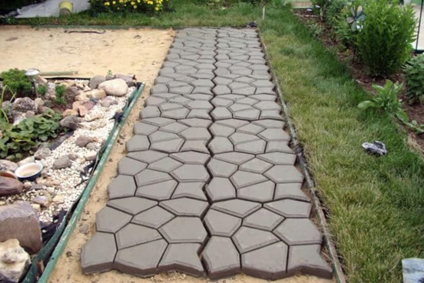 FHONYX 2 PCS Concrete Moulds 40x40x4cm, Paving slabs, Truss, Garden Lawn, Decoration Garden, Path, DIY, Pavement, Paving Stones, Reusable, Multi-Purpose, cast, Imitation Stone - 5