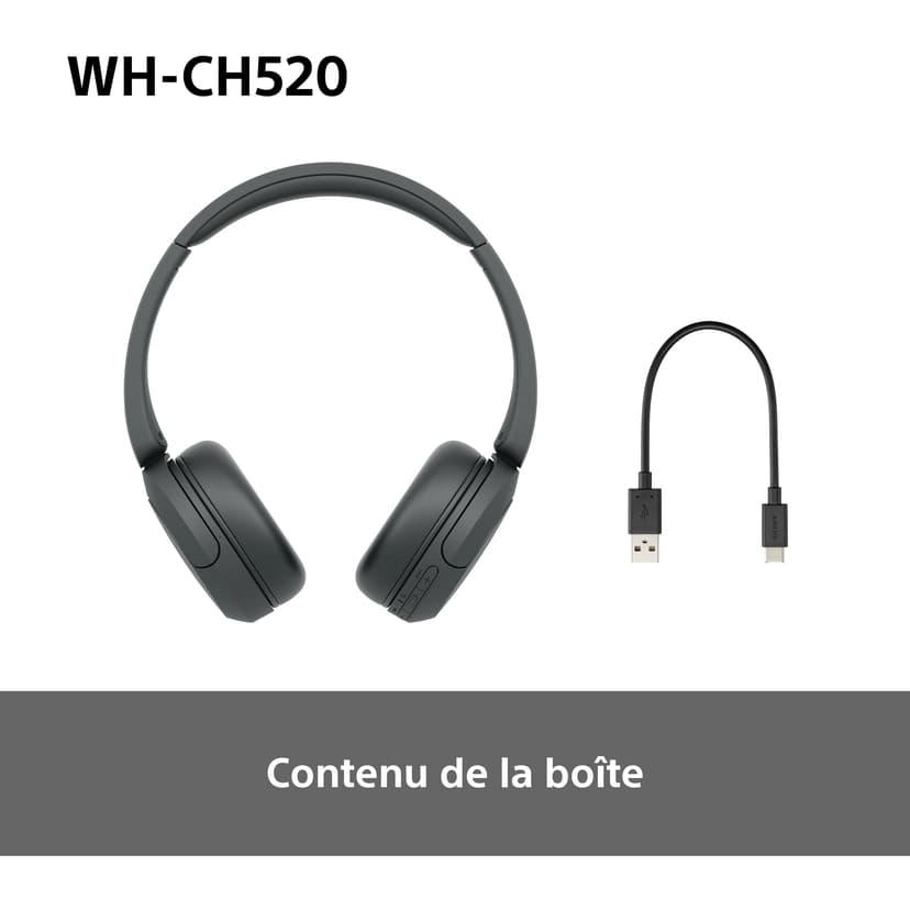 Sony WH-CH520 - Casque Bluetooth sans Fil, Multipoint, Micro intégré - jusqu'à 50 Heures d'autonomie et Charge Rapide - Noir - 9