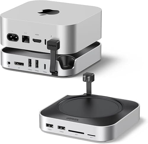 UGREEN Mac Mini M4 Dock with DisplayPort, 8K@120Hz/4K@240Hz Max Display, Up to 8TB M.2 NVMe Enclosure, 4x USB-A and 1x USB-C Data ports, 170MB/s SD/TF Card Reader, 3.5mm Audio for Mac Mini M4 / M4 Pro