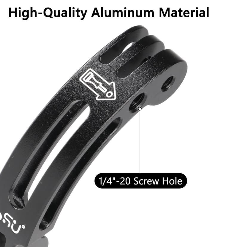 HSU Curved Extension Arm for GoPro, Aluminum Alloy Arced Camera Mount with 1/4 Screw Hole for most Action Cameras (7.6CM) - 3