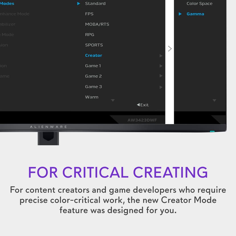 Dell ALIENWARE 34" CURVED QD-OLED Gaming Monitor - AW3423DWF, AlienFX lighting system, Response Time 0.1 ms, Anti-reflective, - 6
