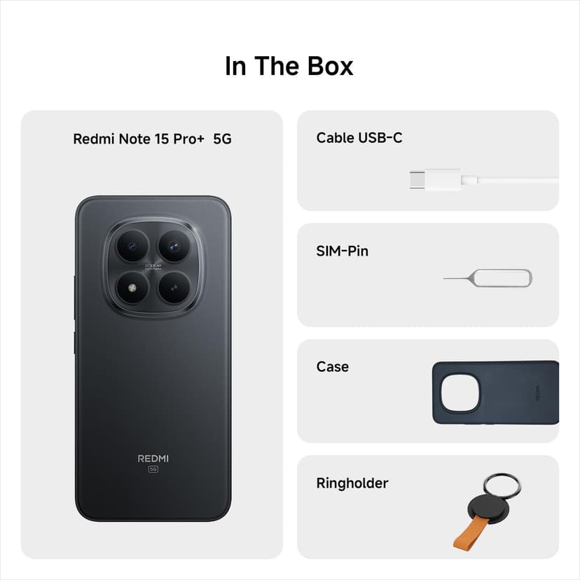 XIAOMI Redmi Note 15 Pro+ 5G, Smartphone 8+256 GB, Massive 6500mAh Battery, IP66/IP68, New 200MP Camera, 6.83" AMOLED Display, Black, Warranty 2 years, Charger Not Included - 4