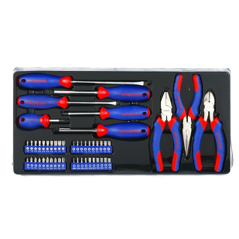 WORKPRO 408-Piece Mechanics Tool Set, Chrome Vanadium Forged Tools, 3-Drawer Heavy Duty Metal Box - 6