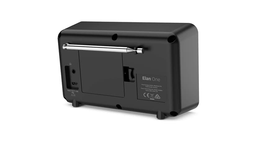 Pure Elan One Radio Dab+ Portable avec Bluetooth 5.0 (Radio Dab et FM, écran TFT, 20 Stations mémorisées, 3 Touches de présélection, Prise AUX 3,5 mm, Fonctionnement sur Piles Possible, USB), Noir - 3