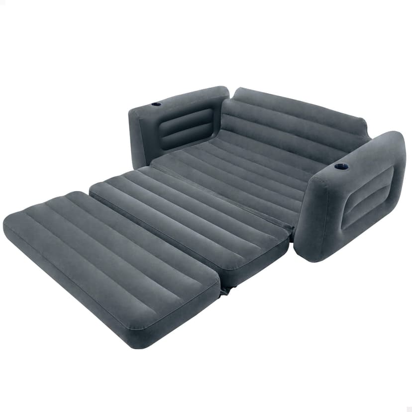 Intex Queen Size Pull-Out Inflatable camping sofa bed Sleep Away Futon Couch with 3 quick inflation and deflation valves, ?203.2 x 231.14 x 66.04 cm, Charcoal grey - 2