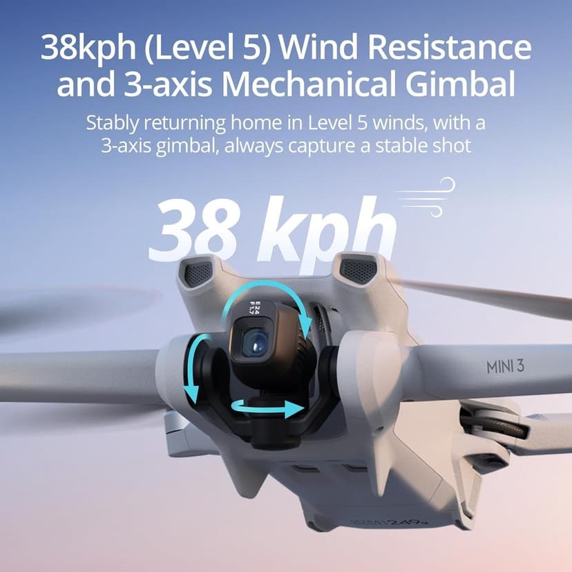 DJI Mini 3 – Lightweight 3x Mechanical Gimbal Mini Camera Drone with 4K HDR Video, 38-min Flight Time, up to 32800ft (10km) Video Transmission, True Vertical Shooting, GPS Auto Return Integrated - 4