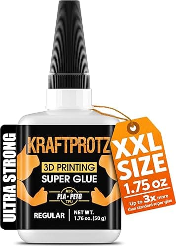 3D printing super glue – KRAFTPROTZ Liquid 50 g – thin adhesive for fine cracks in PLA, ABS, PETG, TPU – waterproof, heatproof & transparent – capillary action – anti-dry tip – model repair & hobby