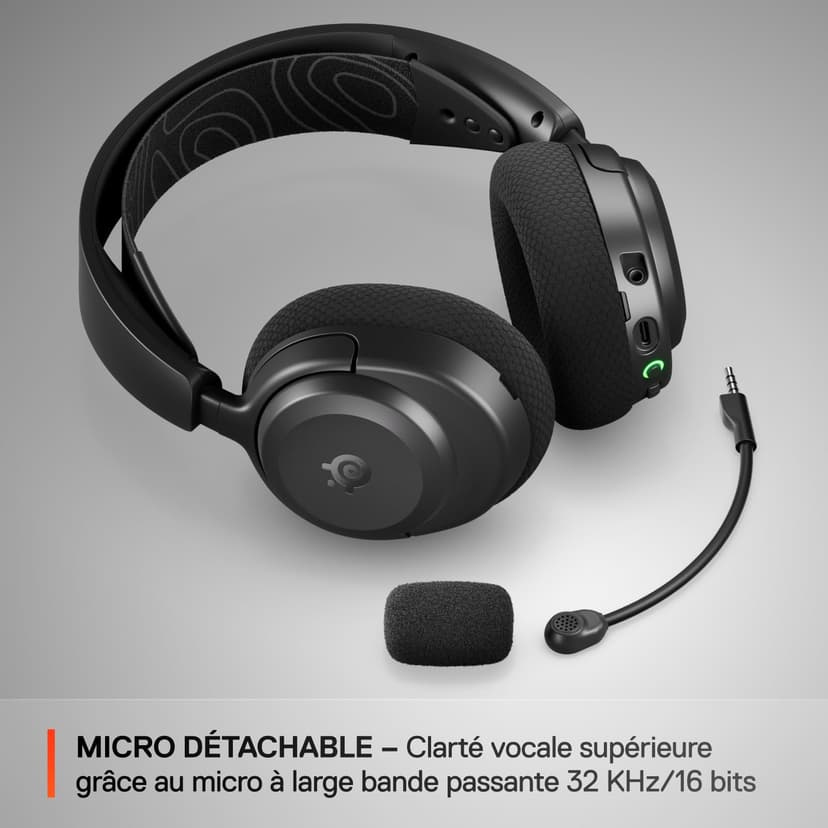 SteelSeries Casque Arctis Nova 3P Wireless - Appli Mobile Companion - Batterie 40h - Haut-parleurs magnétiques en néodyme - 2,4 GHz/Bluetooth - Micro détachable - PS5, PS4, PC, Switch, Mobile -Noir - 8