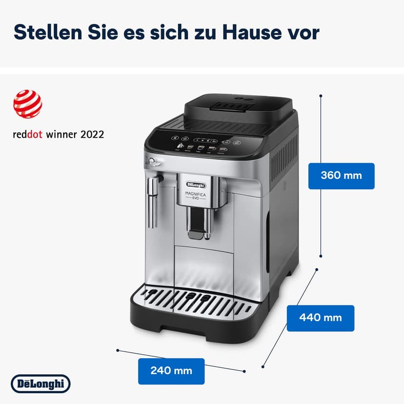 De'Longhi Magnifica Evo Coffee Bean Machine ECAM292.33.SB, Espresso and Cappuccino Machine, Silver [Amazon Exclusive] - 8