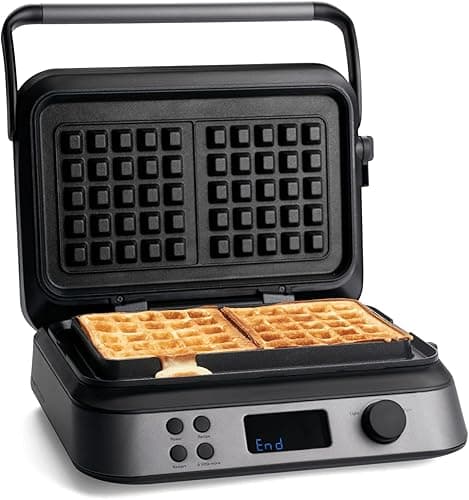 Waffle iron Wanda 1600 W, double waffle maker for Belgian waffles, practical overflow groove