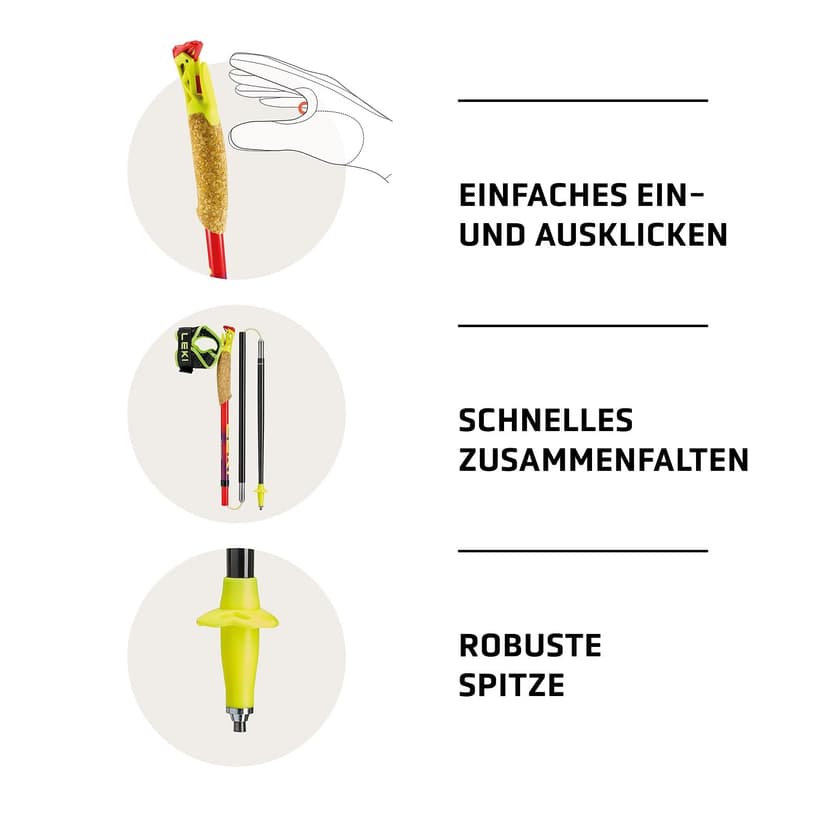 LEKI Ultratrail FX.One Bâtons de Trailrunning Homme & Femme | Pliables en Carbone | Ultra-légers | Longueur Fixe - 2
