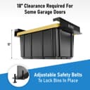 HANDT Overhead Garage Storage Rack, Connectable Heavy Duty Metal Ceiling Rails For Garage Storage Organization Shelving System (Black, 6 Bins) - 7